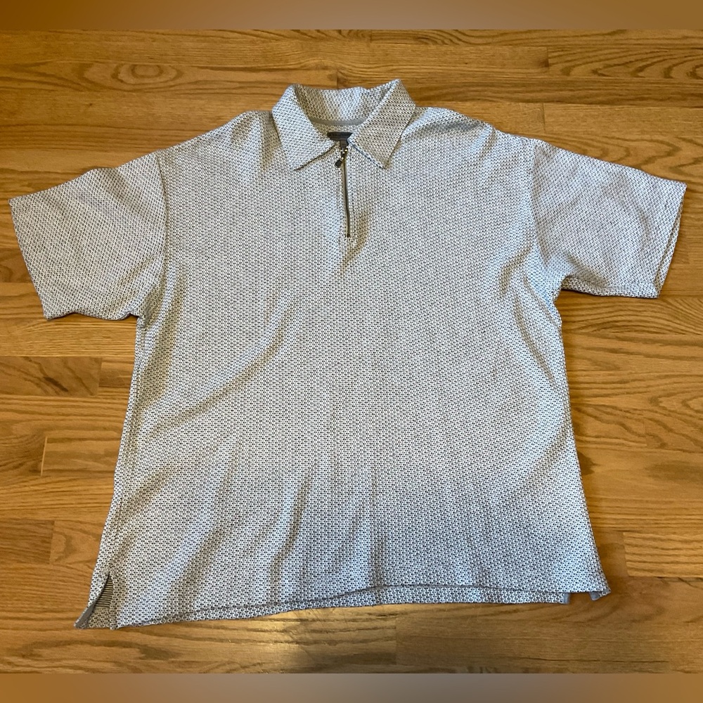 Men's Vintage Le Collezioni Structure Gray and Black Zippered Polo Shirt